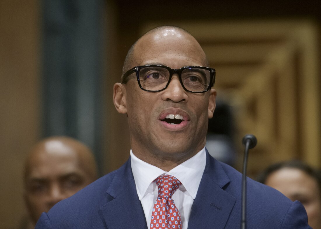 Scott Turner delivers his opening remarks during a Senate Committee on Banking, Housing, and Urban Affairs hearing for his pending confirmation on Jan. 16.