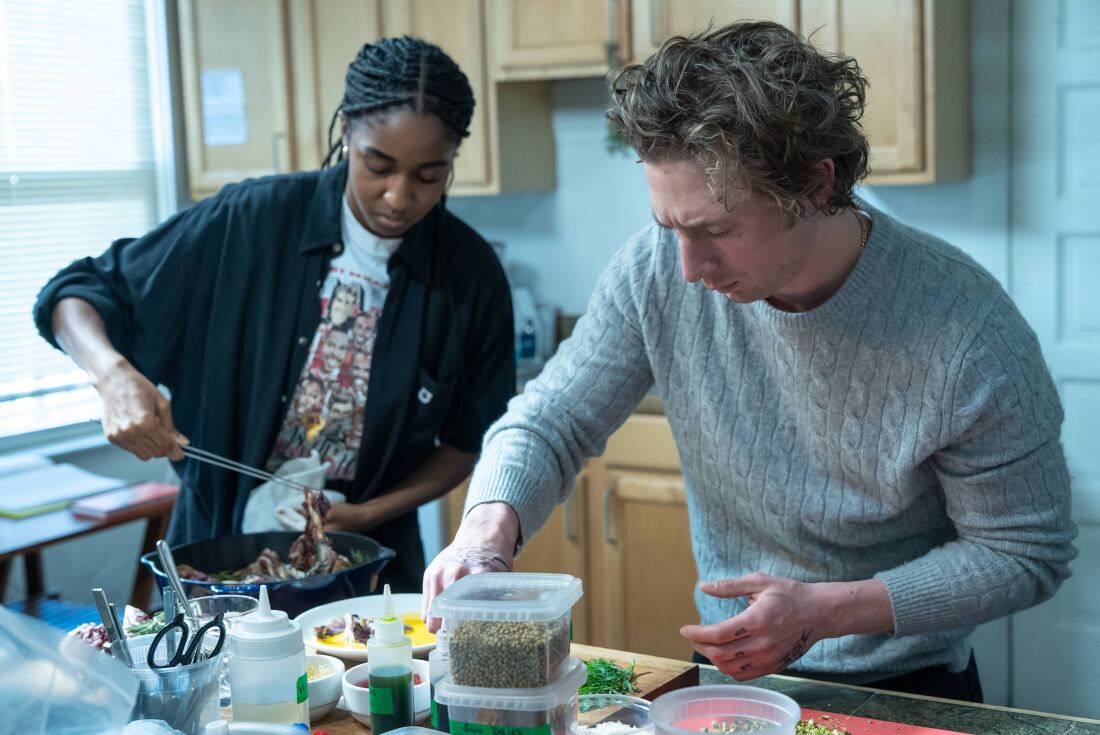 What's cooking between Sydney (Ayo Ebebiri) and Carmy (Jeremy Allen White) in The Bear? Dinner.