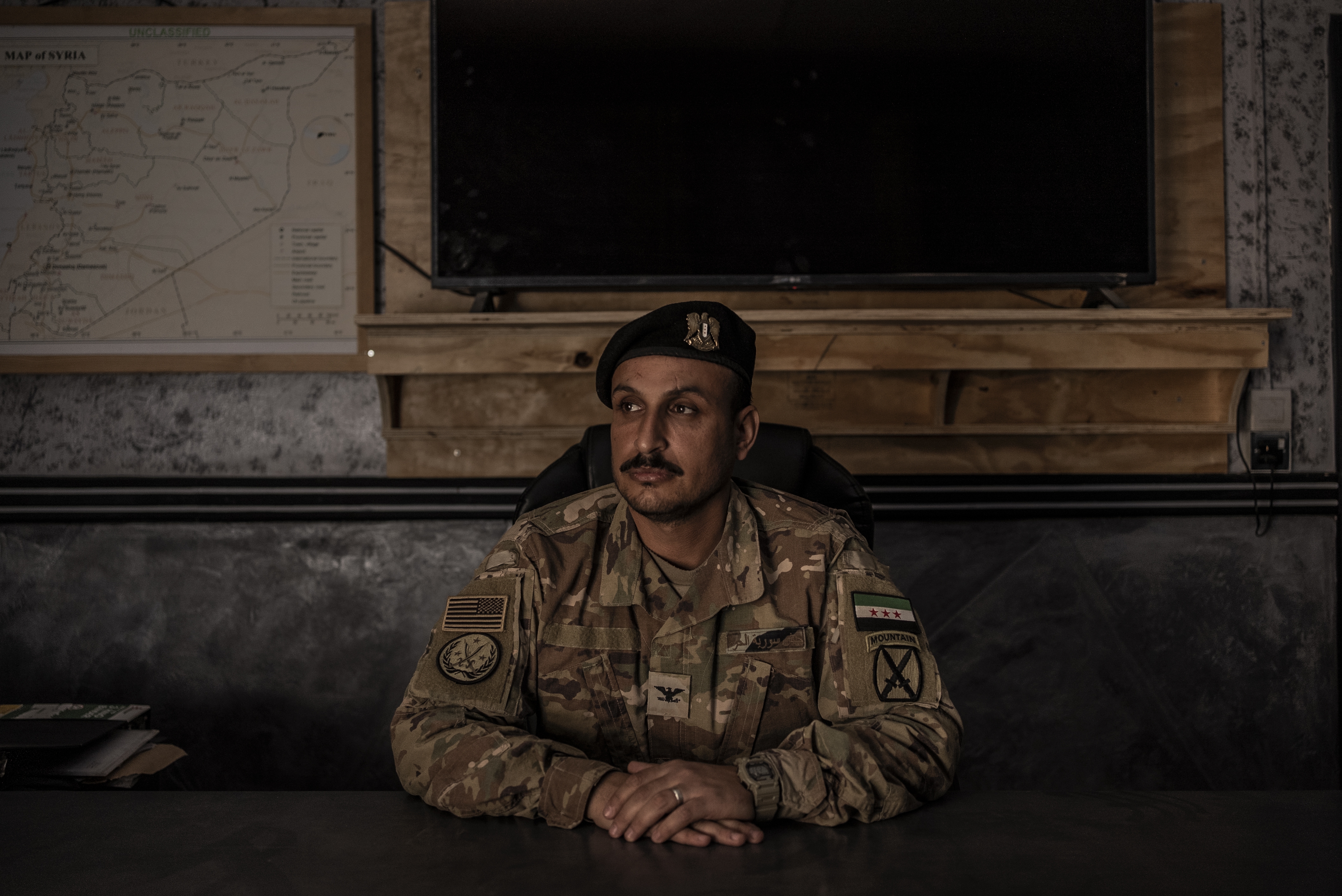 Salim Turki al-Anteri, the commander of the Syrian Free Army, in his office in al-Tanf, Syria, Dec. 14.