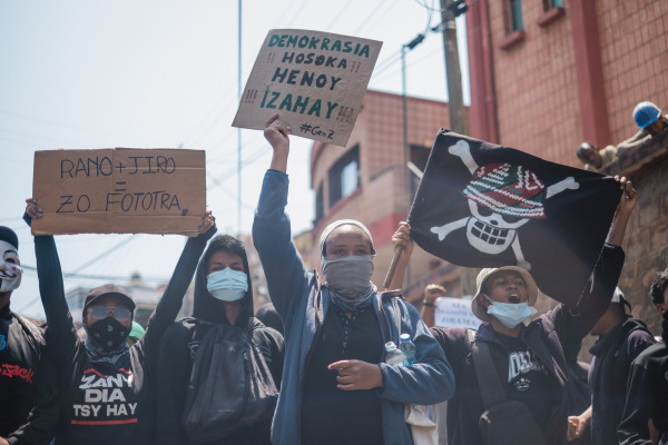 Protesters in Madagascar Sept.25.