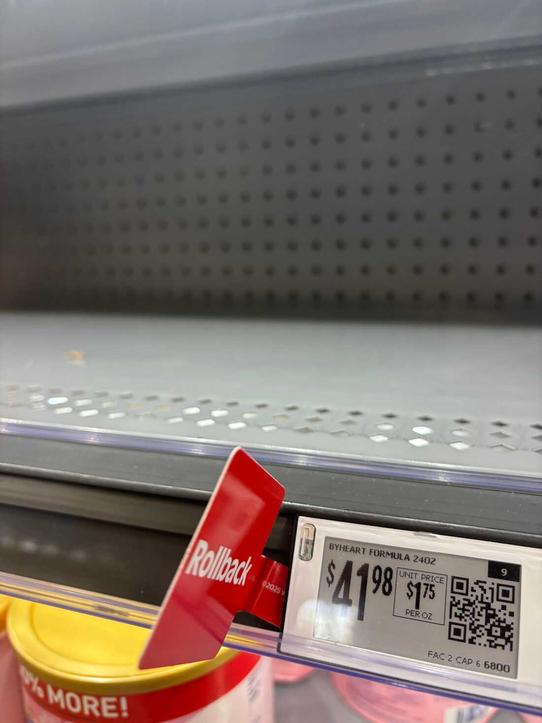 ByHeart infant formula was removed from shelves at a Walmart store in Temecula, Calif..