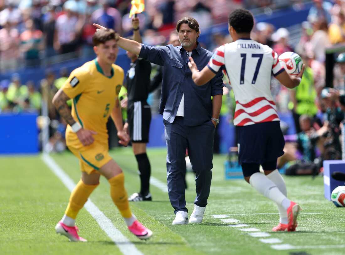 Mauricio Pochettino, head coach of the United States, looks on during the FIFA World Cup group match against Australia in Seattle on June 19, 2026.