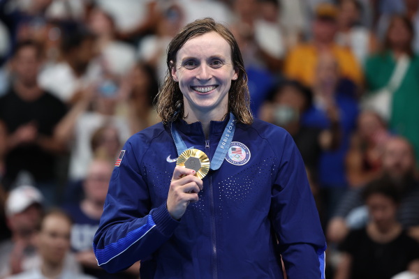 Katie Ledecky scored two of America's forty Olympic gold medals in the Paris Summer Games. The U.S. tied with China for the most gold, but the U.S. dominated the overall count with 126 medals.