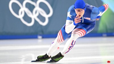 Jordan Stolz took silver in the men's 1500 meters speedskating race at the 2026 Winter Olympics, in Milan, Italy, Thursday.
