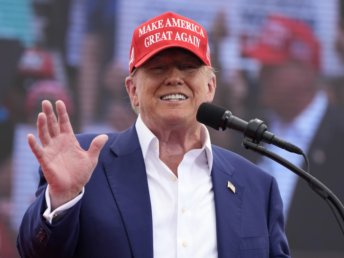 Republican presidential candidate, former President Donald Trump speaks at a campaign rally Sunday in Las Vegas.