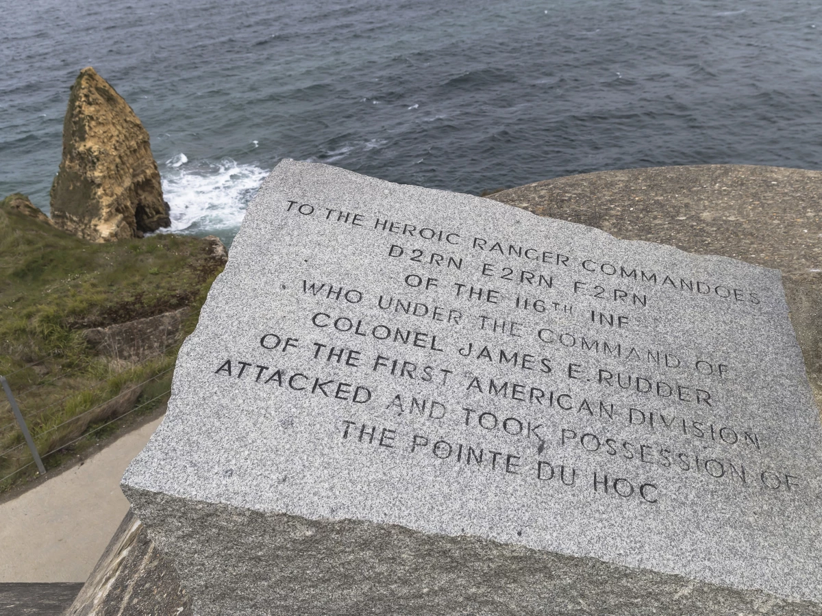 The monument at the Pointe du Hoc honors Rudder and his Rangers.