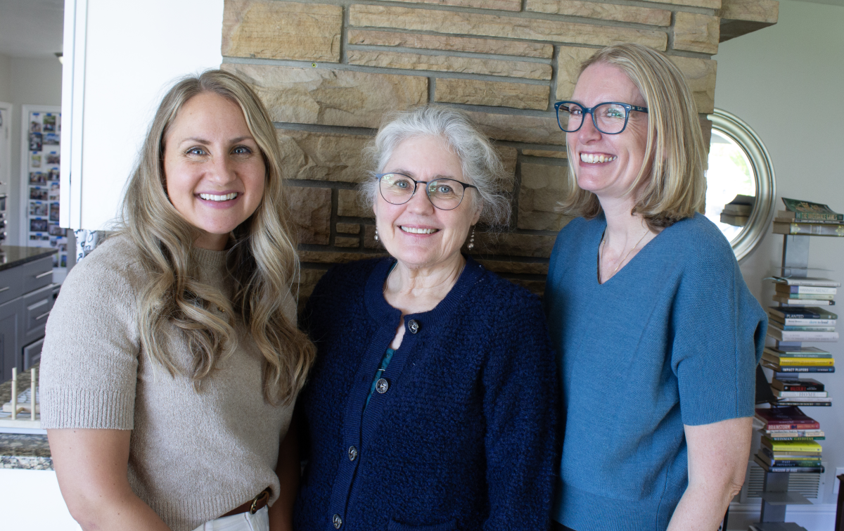 Laura Eyi, Vicki Reid and Emma Petty Addams of Mormon Women for Ethical Government in Addams' home.
