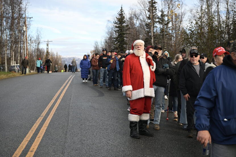 Loy Thurman dressed as Santa Claus for President Donald Trump's midterm rally.