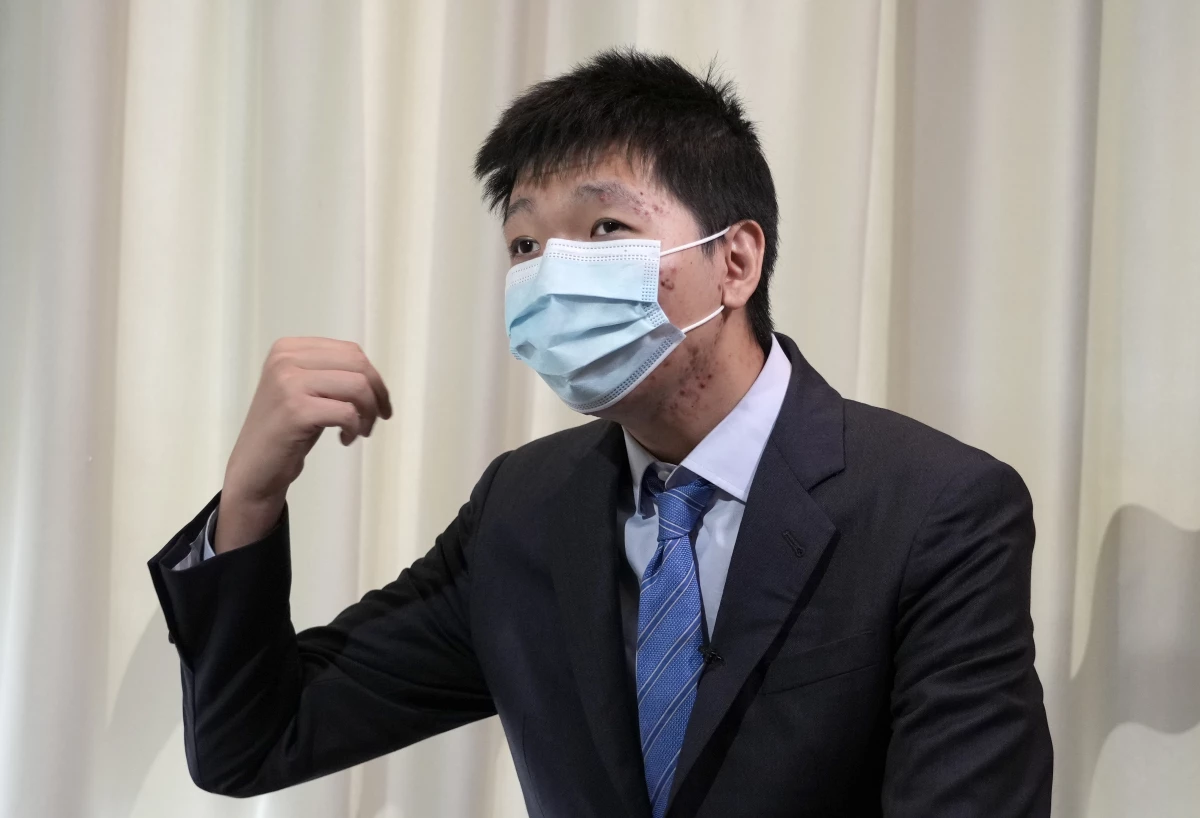 Wang Jingyu speaks during an interview in a safe house in Ukraine in 2021. Chinese police have sought Wang over online comments he made that challenged the Chinese government's account of a deadly border clash between Chinese and Indian soldiers. Many news organizations have covered Wang's repeated claims that the Chinese government has targeted him.