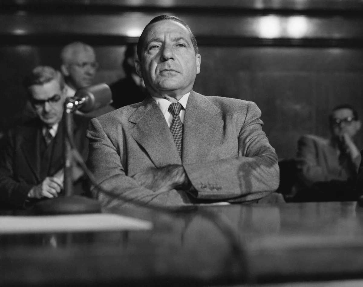 Frank Costello, the powerful New York crime figure, sits patiently during testimony before the Kefauver Senate investigating committee in 1951.