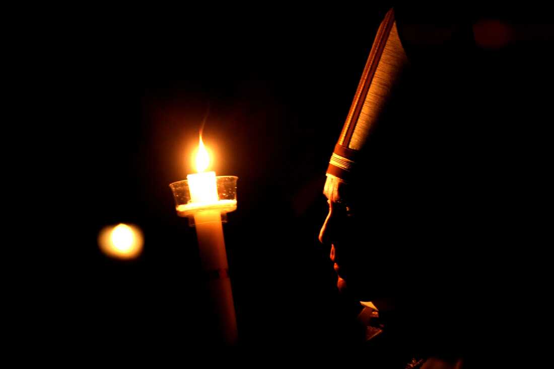 ROME, ITALY - APRIL 20: Pope Francis attends the Liturgy of the Light during the he Easter Vigil Mass at St. Peter's Basilica on April 20, 2019 in Rome, Italy. (Photo by Franco Origlia/Getty Images)