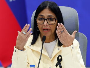 Venezuela's acting President Delcy Rodríguez speaks during a press conference in Caracas, Venezuela, on July 2, 2026.