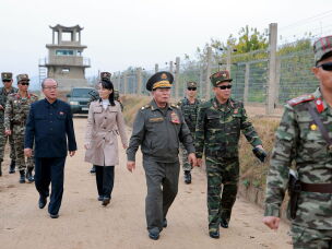 In this photo provided Wednesday, Oct. 21, 2026, by the North Korean government, Kim Yo Jong, center left, sister of North Korean leader Kim Jong Un, visits frontline areas, with military officials, in North Korea Tuesday, Oct. 20, 2026. Independent journalists were not given access to cover the event depicted in this image distributed by the North Korean government. The content of this image is as provided and cannot be independently verified.