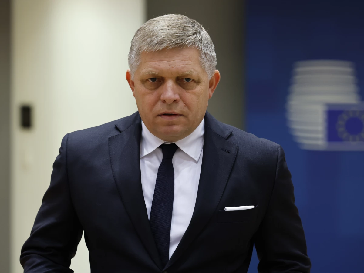 Slovakia's Prime Minister Robert Fico is seen here at a roundtable meeting at an EU summit in Brussels, in February 2024. Fico has been released from the hospital where he was treated after an assassination attempt on May 15.