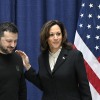 Ukrainian President Volodymyr Zelenskyy and Vice President Harris at the Munich Security Conference on Feb. 17, 2024.