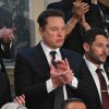 Tesla CEO Elon Musk applauds as Israeli Prime Minister Benjamin Netanyahu speaks to a joint meeting of Congress at the U.S. Capitol on Wednesday. Musk has endorsed former President Donald Trump's campaign — but he says he isn't donating $45 million each month to the cause.