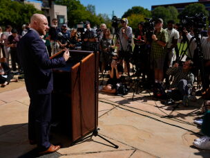 Luke Ihnen, attorney for Christa Pike, speaks during a news conference after a judge ruled the Tennessee Department of Corrections must preserve all evidence related to the failed execution of Pike, Wednesday, Oct. 7, 2026, in Nashville, Tenn.