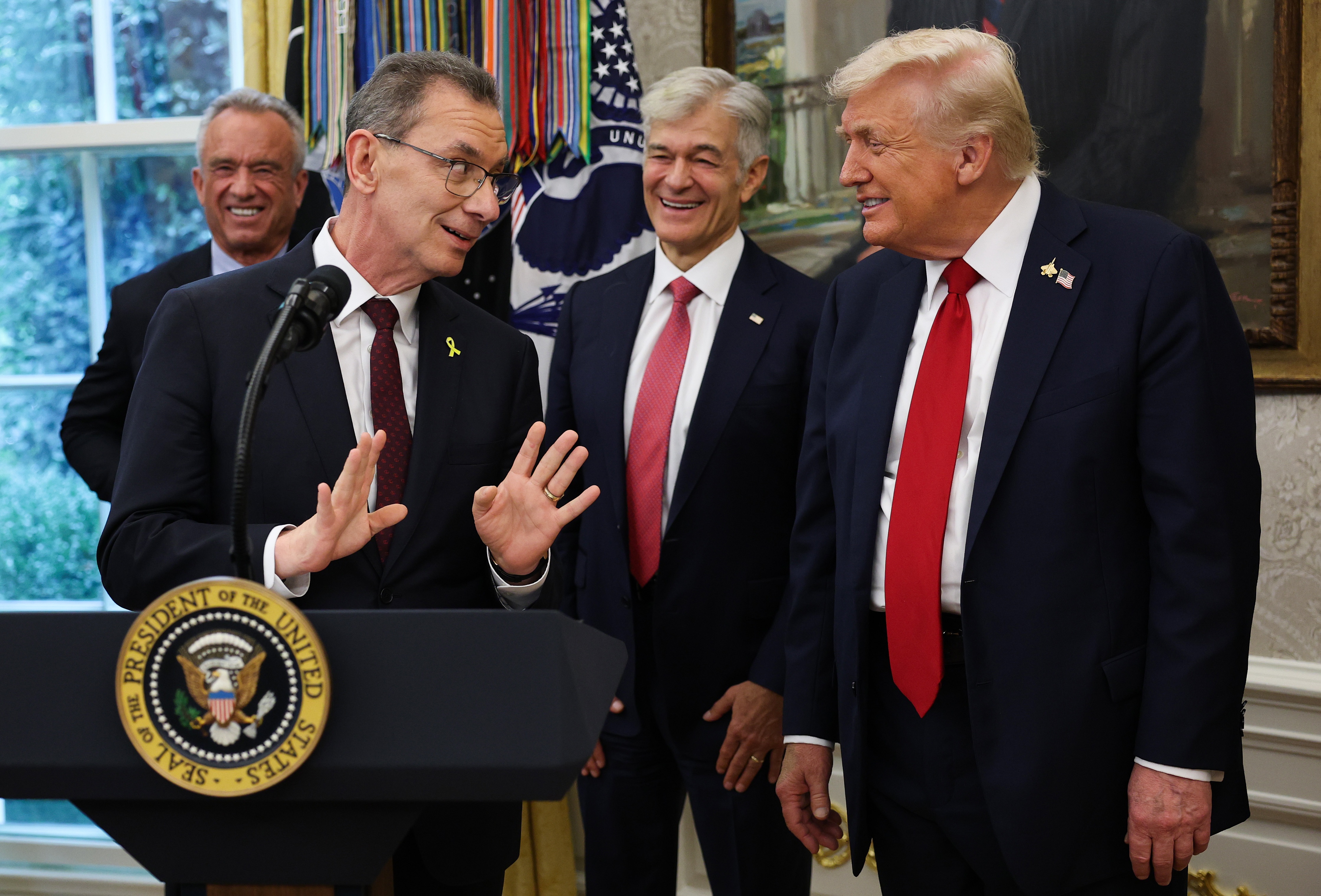 Pfizer CEO Albert Bourla joined President Donald Trump at the podium in the White House on Sept. 30, to announce a voluntary effort to reduce some drug prices. Pfizer was the first of 16 companies to announce a deal with the Trump administration, but the details remain under wraps.