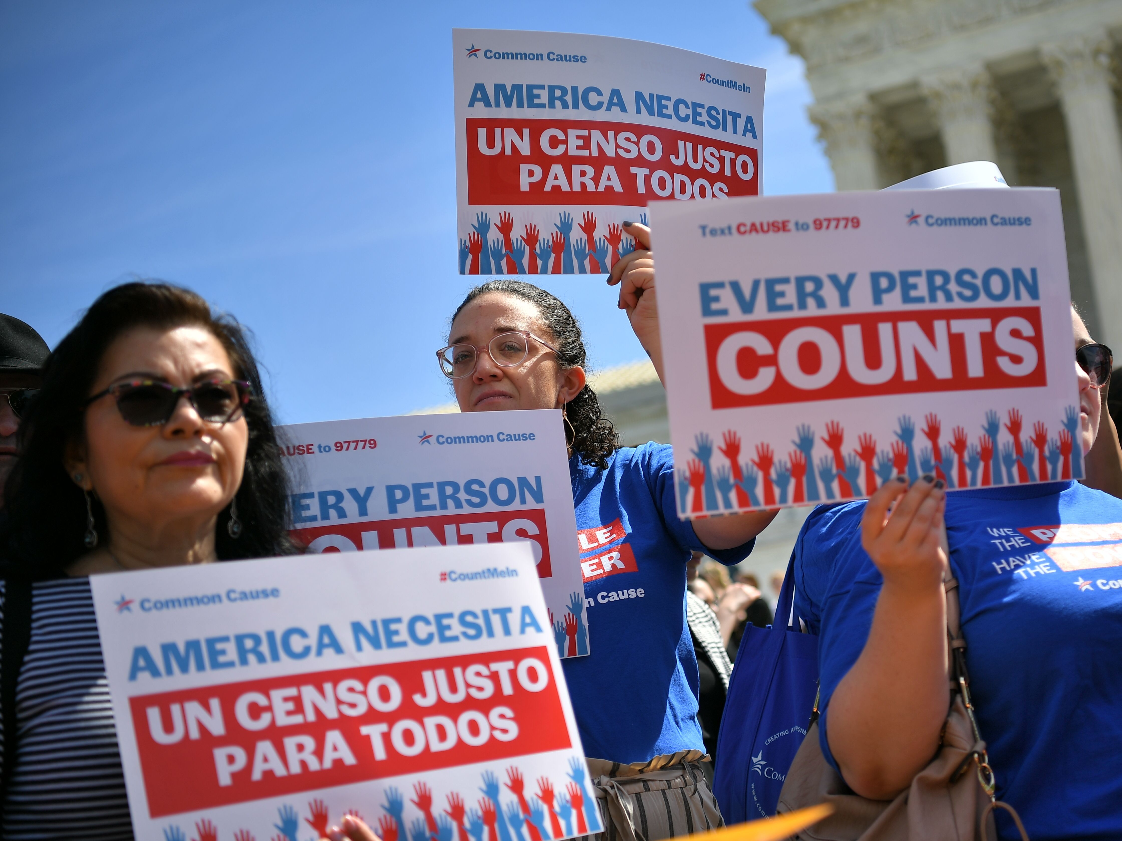 Demonstrators rally outside the U.S. Supreme Court in Washington, D.C., in 2019 to protest the first Trump administration