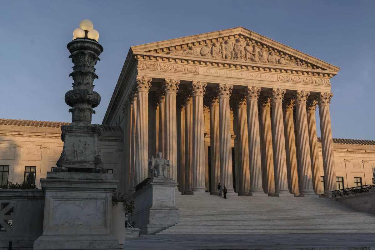 The Supreme Court is seen at sundown in Washington, Nov. 6, 2020.