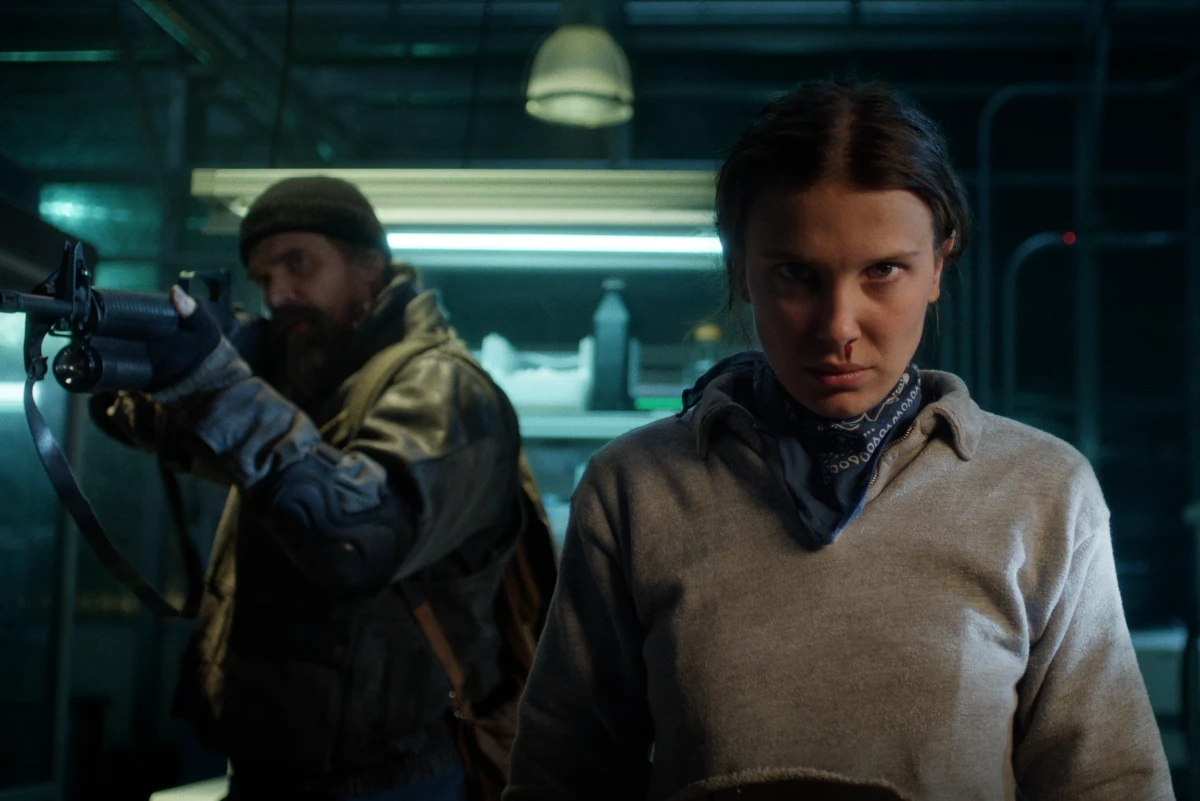 David Harbour as Jim Hopper and Millie Bobby Brown as Eleven.