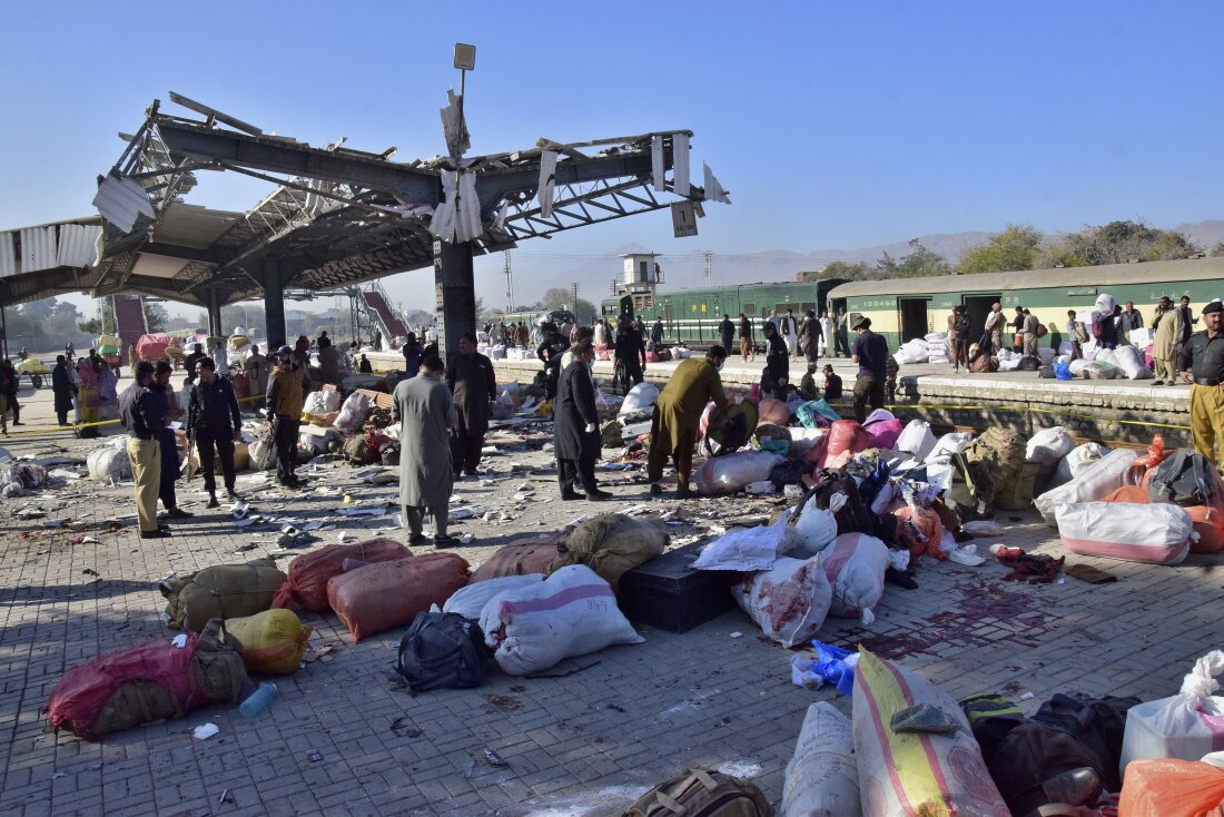 Demise toll rises to 24 in suicide bombing at a rail station in southwestern Pakistan Demise toll rises to 24 in suicide bombing at a rail station in southwestern Pakistan