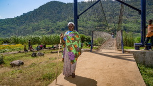 Naomi Nibishaka crosses the bridge.