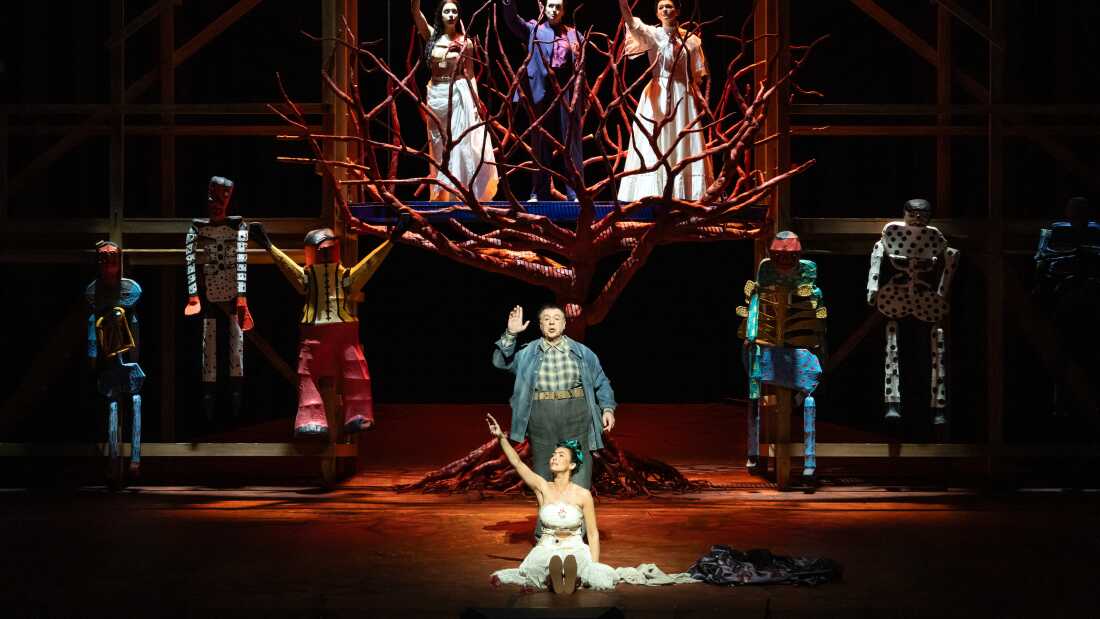 Isabel Leonard as Frida and Carlos Álvarez as Diego perform in a scene from Gabriela Lena Frank's El Último Sueño de Frida y Diego at New York's Metropolitan Opera.