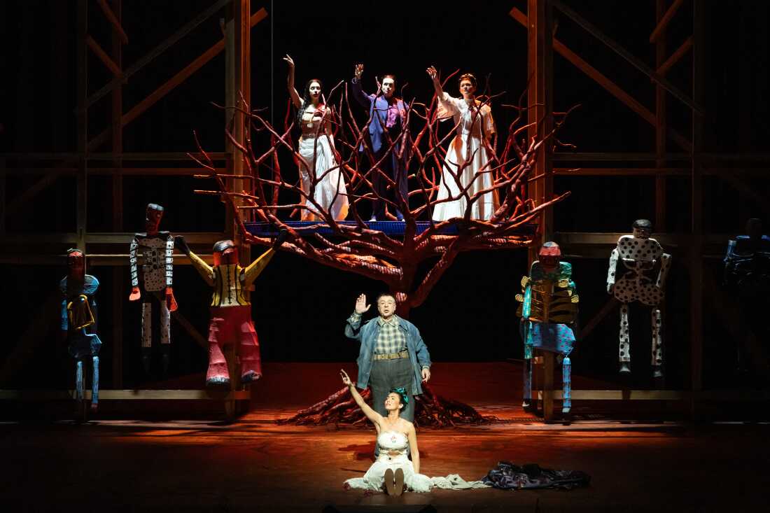 Isabel Leonard as Frida and Carlos Álvarez as Diego perform in a scene from Gabriela Lena Frank's El Último Sueño de Frida y Diego at New York's Metropolitan Opera.