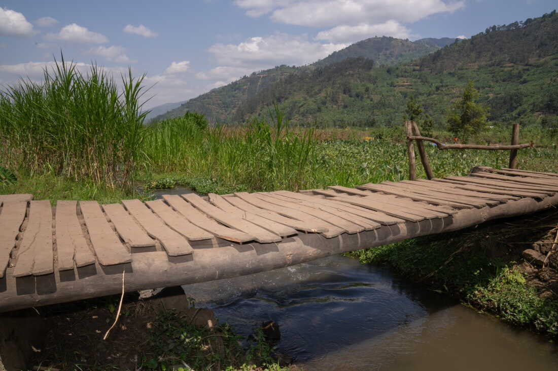 In the past the communities sometimes used bridges like this to cross the river, but they were dangerous and washed away in spring floods.