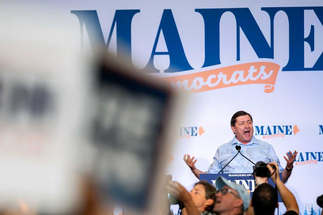 Troy Jackson, U.S. Senate Candidate speaks during the Nominating Convention at the Bangor Cross Insurance Center on Saturday, July 25 in Bangor, Maine. Delegates from all 16 Maine counties headed to Bangor for the Special Nominating Convention, where they heard from Troy Jackson, U.S. Senate Candidate, and Saundra Pelletier, U.S. Senate Candidate, and voted to elect one as Maine’s next Democratic Senate nominee who will take on Susan Collins in November.