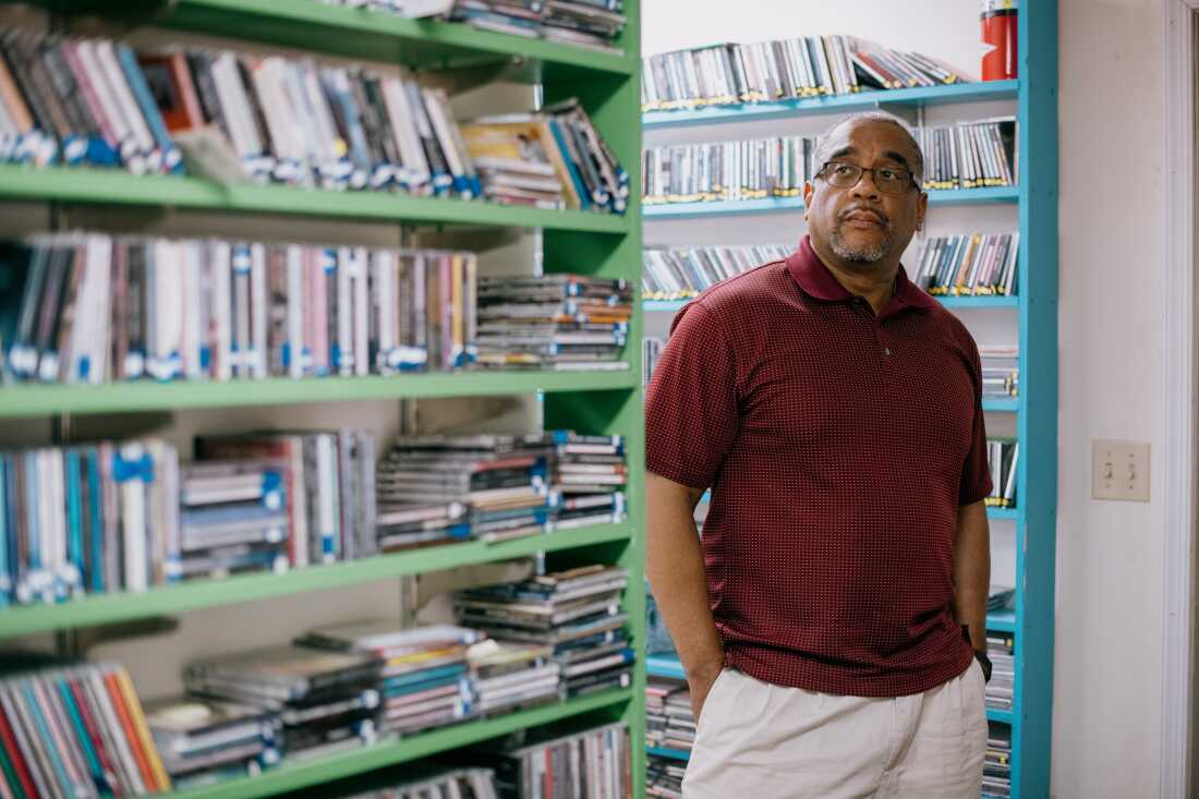 Danny Cardwell, Allegheny Mountain Radio's Social Media Coordinator and Station Coordinator for WCHG 107.1 FM, poses for a portrait at the station in Hot Springs, Virginia, on Friday, July 18th, 2025. Credit: Kristian Thacker for ReadNOW