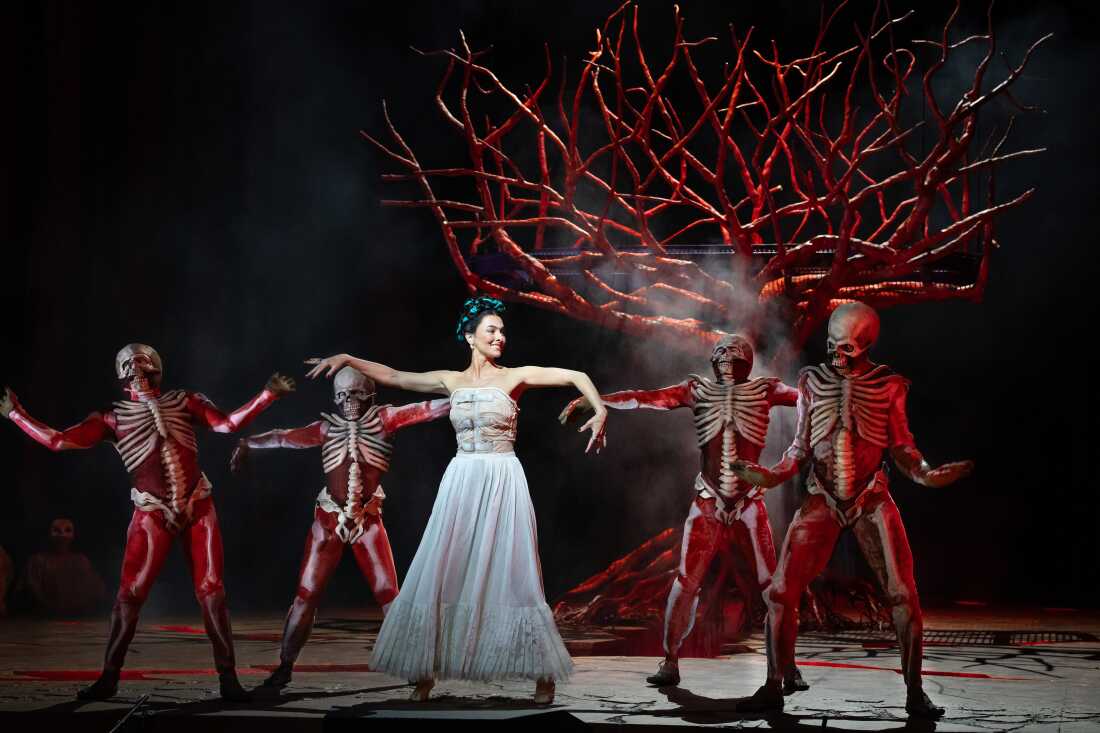 Director Deborah Colker said she wanted to translate Kahlo and Rivera's imagery on the stage. Here, skeletons — omnipresent in Kahlo's surrealist paintings — make hip hop dance moves.