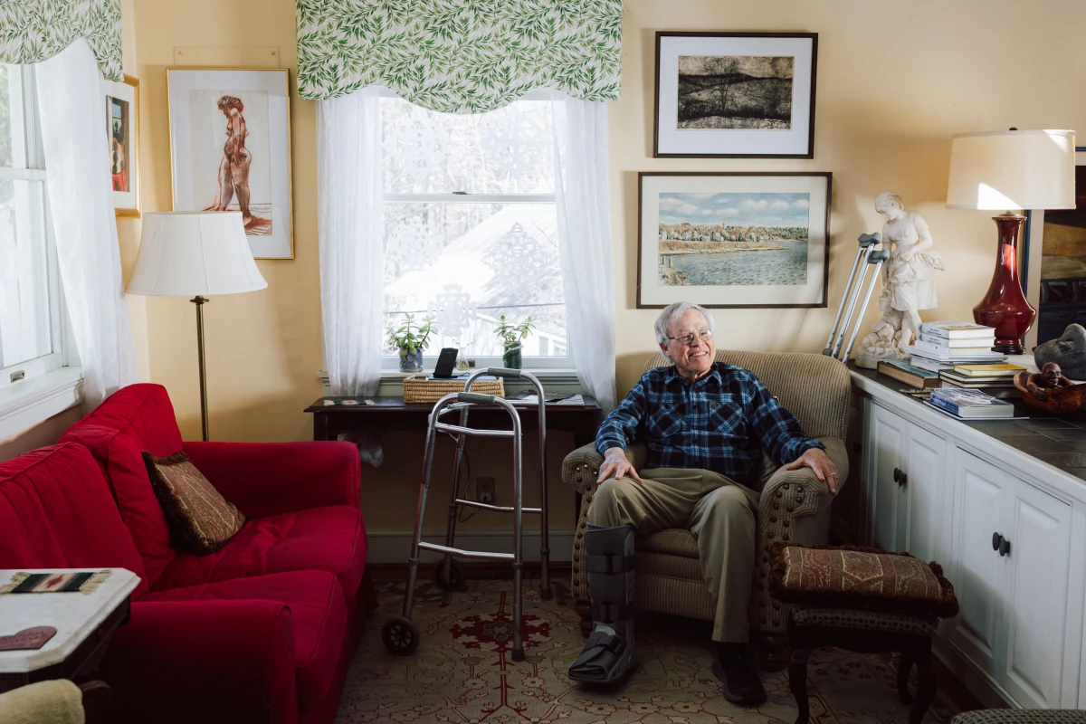 Jim Richardson, 78, lives on Claiborne Cove. He was sailing from 35 to 40 miles an hour and headed for shore when he put his foot out to try to slow down. He is now recovering from a broken ankle.