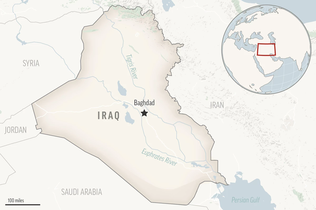 A locator map shows Iraq with its capital, Baghdad. The United States military and Iraq launched a joint raid targeting suspected Islamic State group militants in the country's western desert.