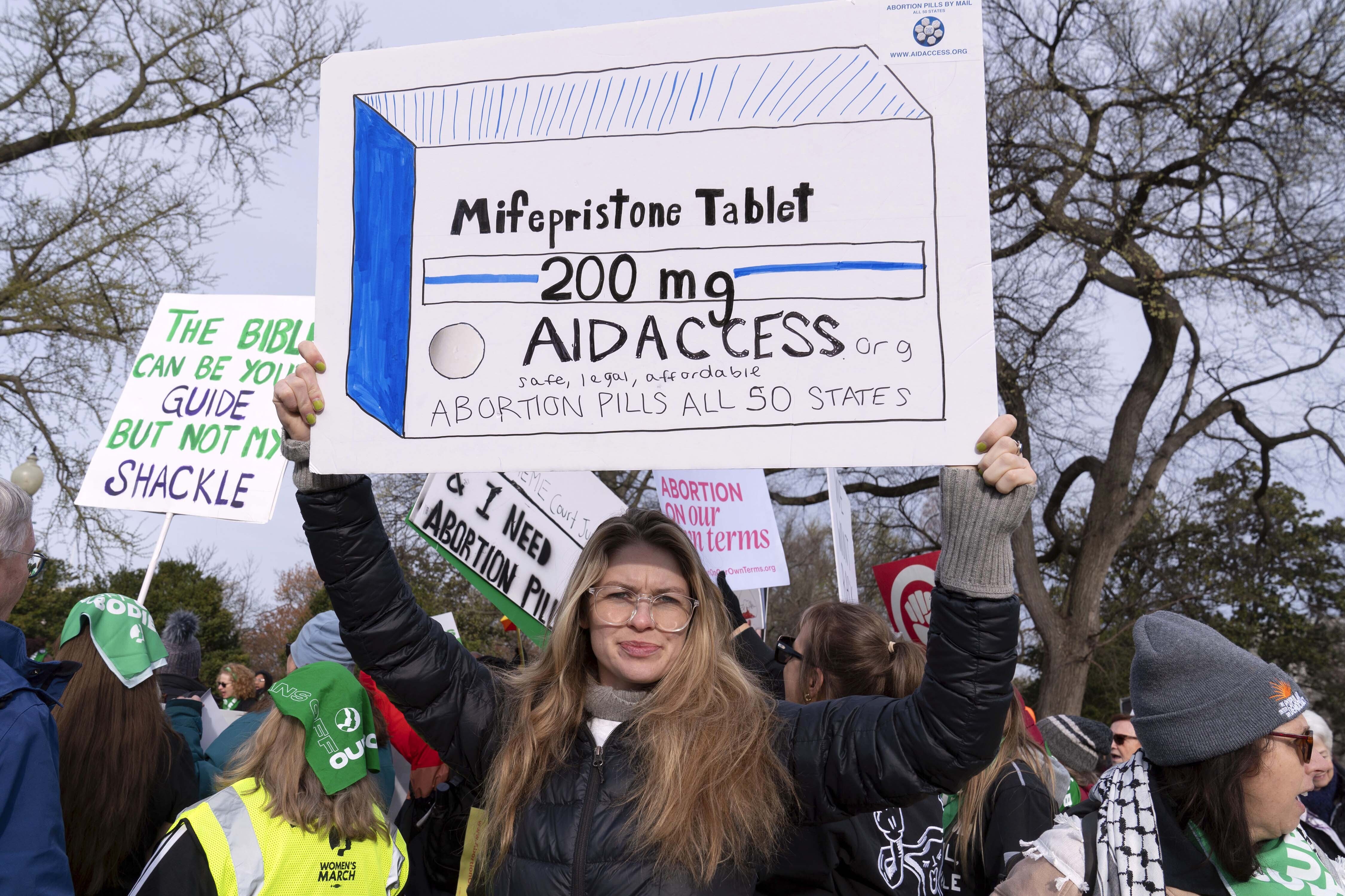 Abortion-rights activists protested outside of the Supreme Court in March 2024, when the overall FDA authorization of the abortion pill mifepristone was challenged. It remained available after that case.