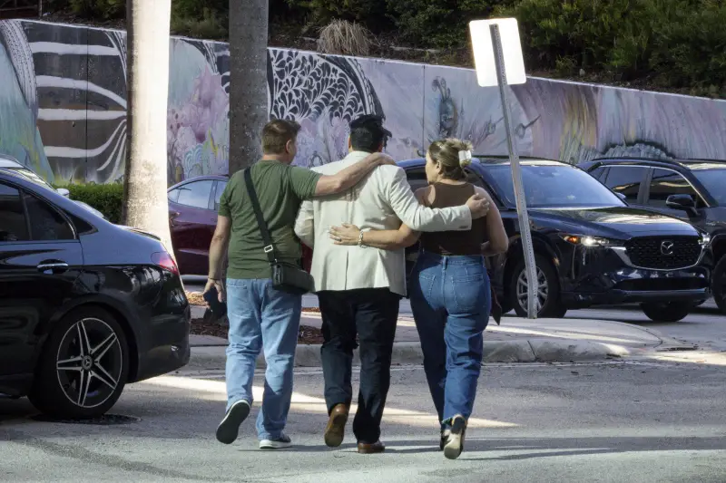People embrace as they leave the Miami Immigration Court on Wednesday, Sept. 2, 2026 in Miami, Fla. Eva Marie Uzcategui for NPR