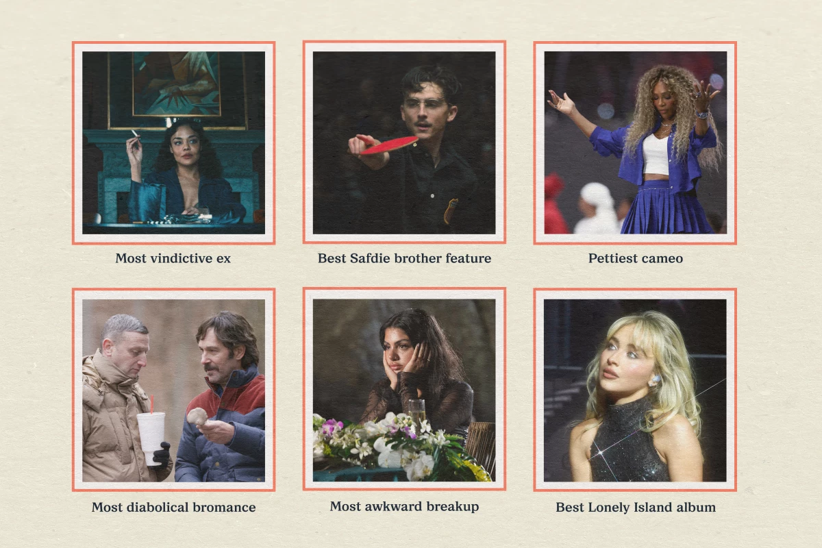 Aisha Harris' pop culture superlatives include (clockwise from top left) Hedda, Marty Supreme, Serena Williams at the Super Bowl, Sabrina Carpenter's lyrics, Love Island USA and Friendship.