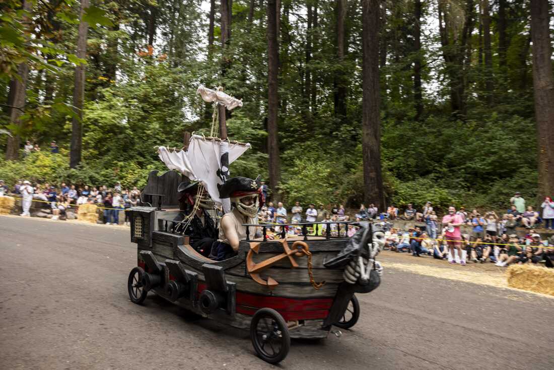 Racers during the first heat of the day at the 27th Portland Adult Soap Box Derby on August 15, 2026 in Portland, Ore.