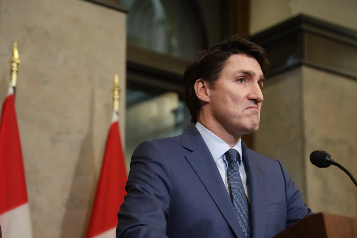 Canada's Prime Minister Justin Trudeau speaks during a news conference about the U.S. tariffs on March 4, 2025 on Parliament Hill in Ottawa.