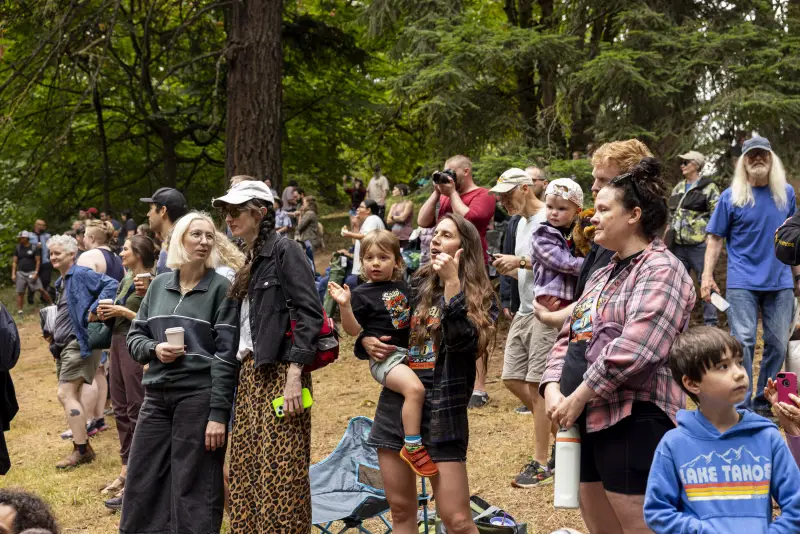Spectators look on during the Portland Adult Soapbox Derby on August 15, 2026 in Portland, Ore.