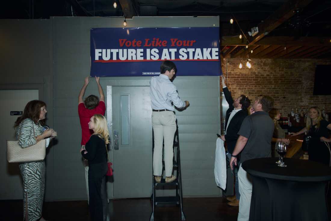 Interns clean up after a Bill Cassidy campaign event on May 4, 2026 in Baton Rouge, La.