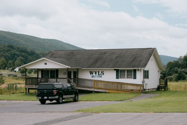 Station WVLS 89.7 in Monterey, Virginia, on Friday, July 18th, 2025. All of the Allegheny Mountain Radio stations provide community information in addition to their general programming, which includes country, gospel and rock music. Credit: Kristian Thacker for NPR