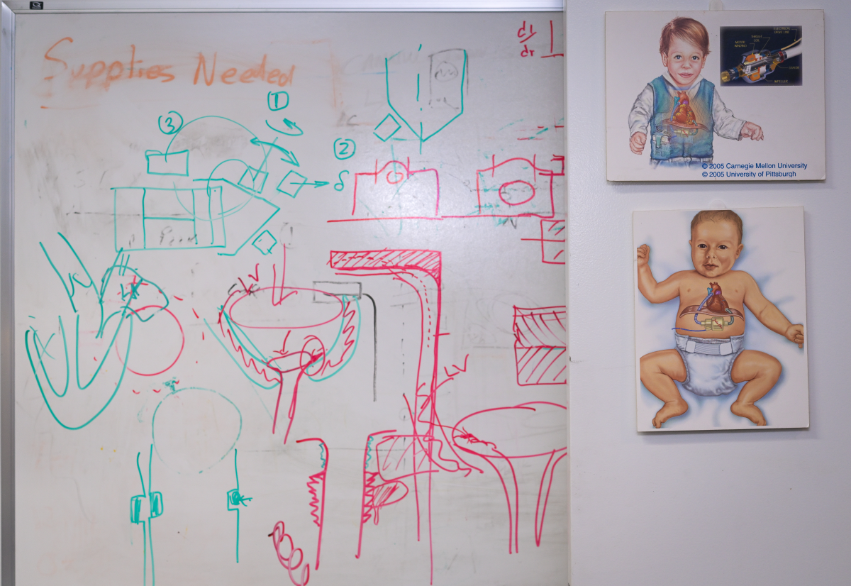 A whiteboard in Antaki's lab at Cornell University. Antaki said he struggles to understand why the government cut off funding to his research.
