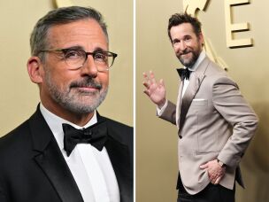 Actors Steve Carell (left) and Noah Wyle attend the Emmy Awards.