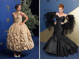 Actors Lukita Maxwell (left) and Lisa Ann Walter attend the Emmy Awards.
