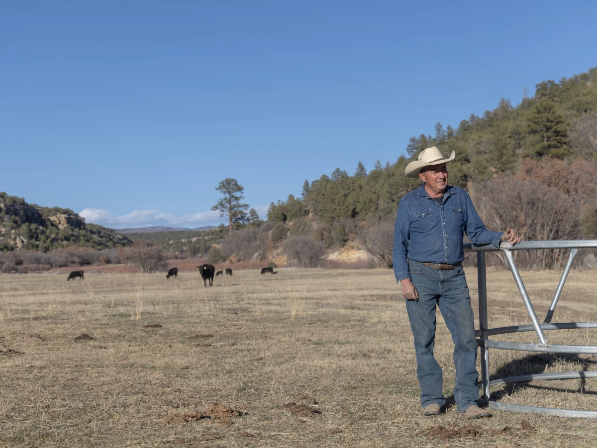 Norman Vigil with his cattle at his ranch in Canjilon, New Mexico (just north of Ghost Ranch) on March 11, 2026. Vigil leases grazing rights from Ghost Ranch, and runs his cattle on Ghost Ranch for part of the year.