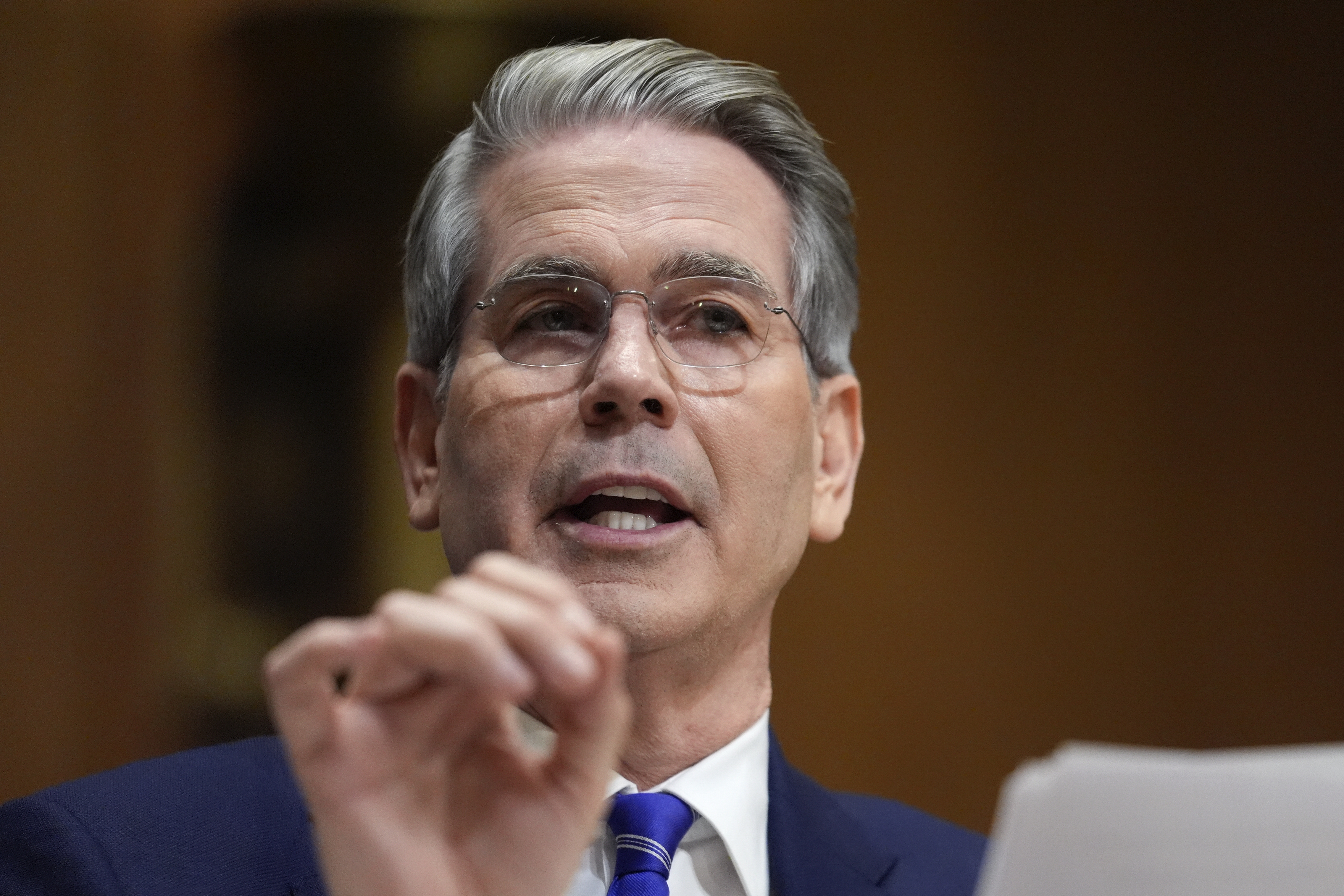 Treasury Secretary Scott Bessent has been tapped by President Trump to be acting director of the Consumer Financial Protection Bureau. Here, he appears before the Senate Finance Committee on Jan. 16. (AP)