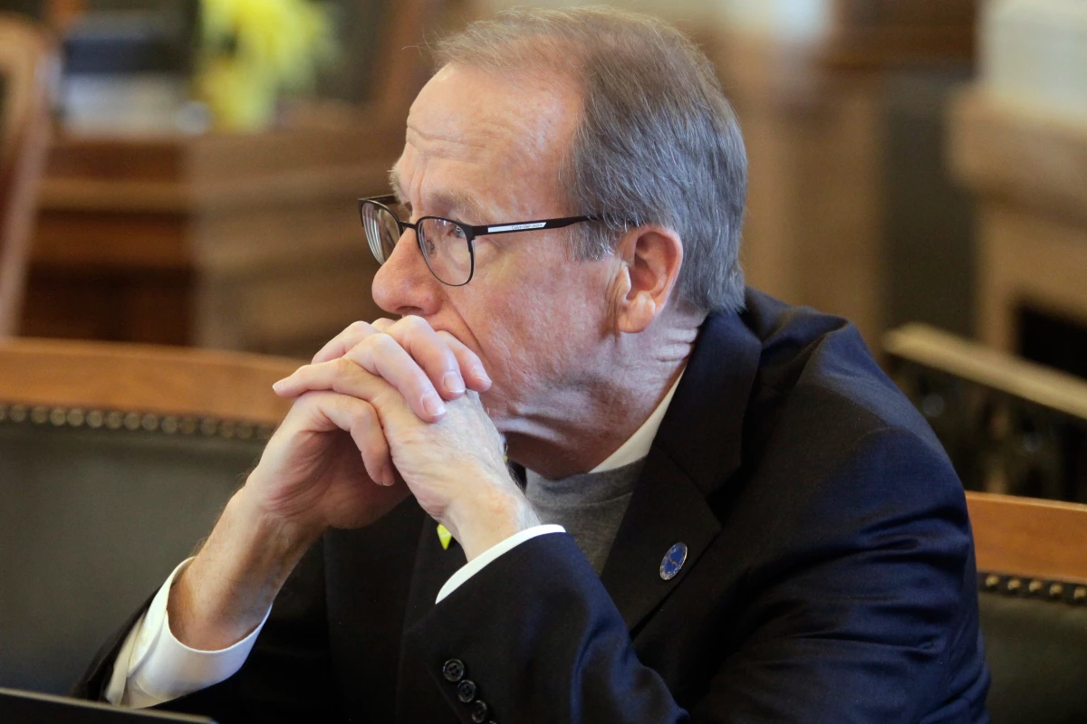 Kansas state Rep. Mark Schreiber, seen here in 2023, was one of 10 Republican holdouts in the chamber for a special session on redistricting.