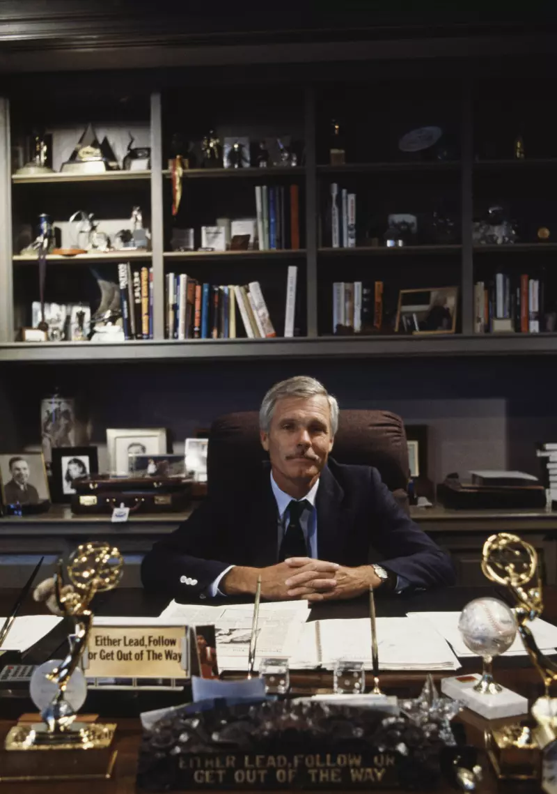 Ted Turner sits in his office in October 1986. “He was a visionary, a trailblazer, a rabble-rouser, a do-gooder," says former CNN chief news executive Eason Jordan.